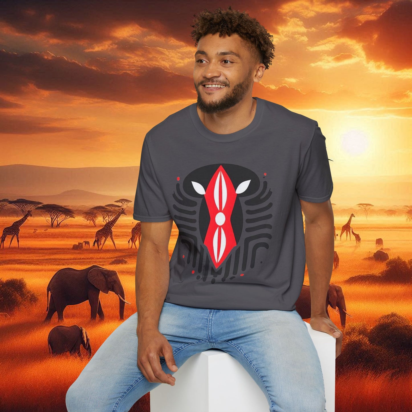 Kenyan Abstract Shield Unisex Softstyle T-Shirt