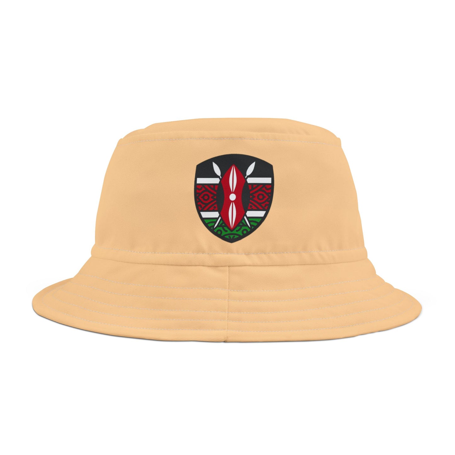Bucket Hat - Khaki with Kenyan Shield Design