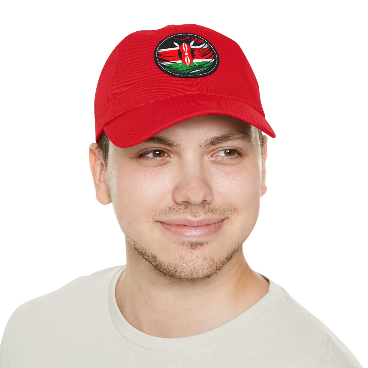 Kenyan Dad Hat with Leather Patch (Round)