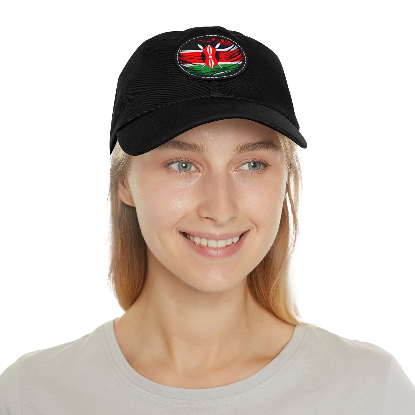 Kenyan Dad Hat with Leather Patch (Round)