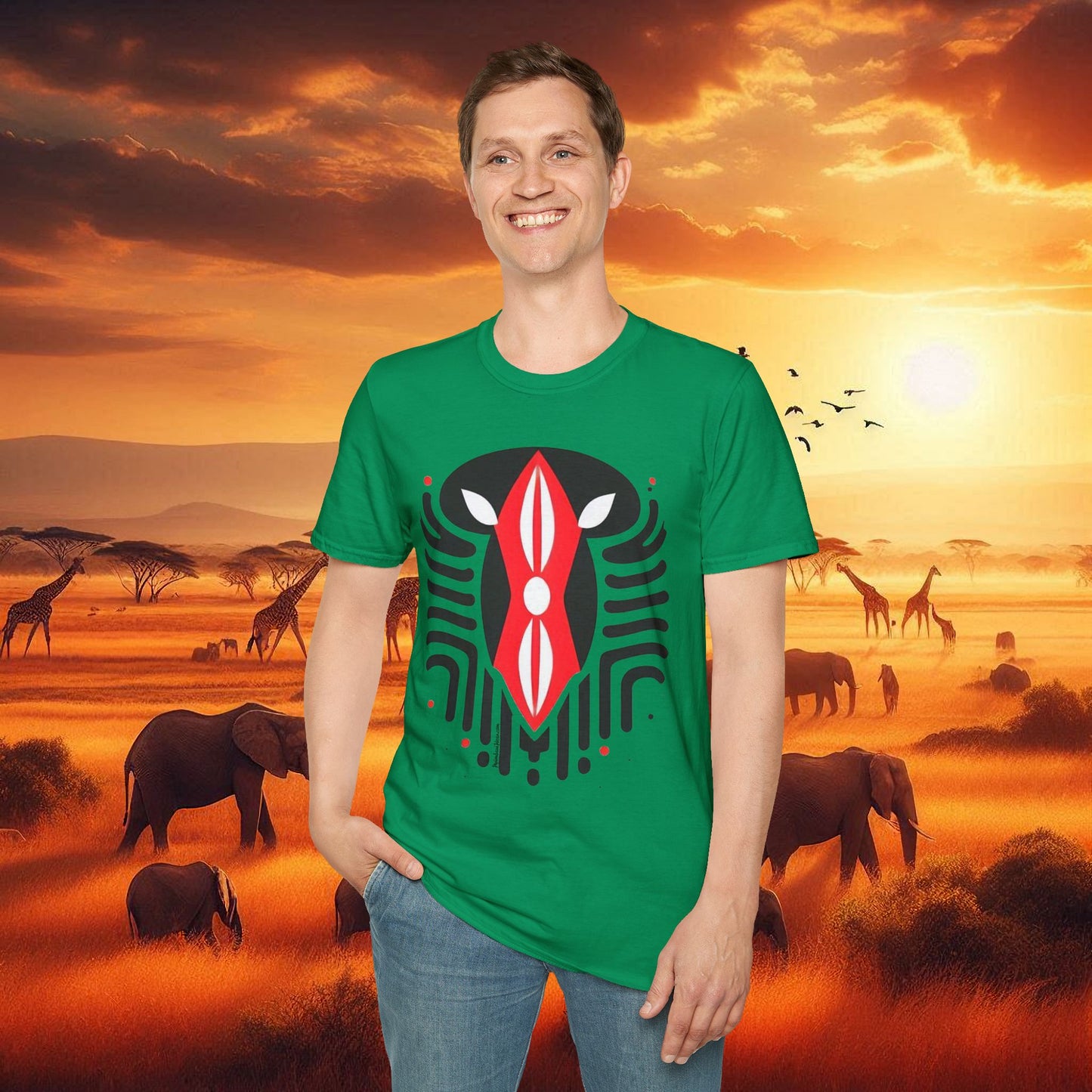 Kenyan Abstract Shield Unisex Softstyle T-Shirt