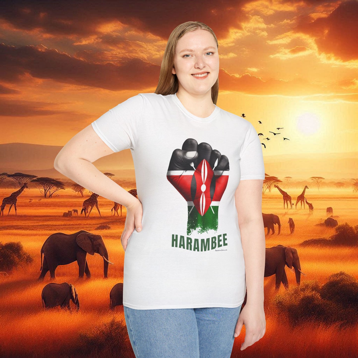 Kenyan Harambee Unisex T-Shirt with Black Fist and Kenyan Flag