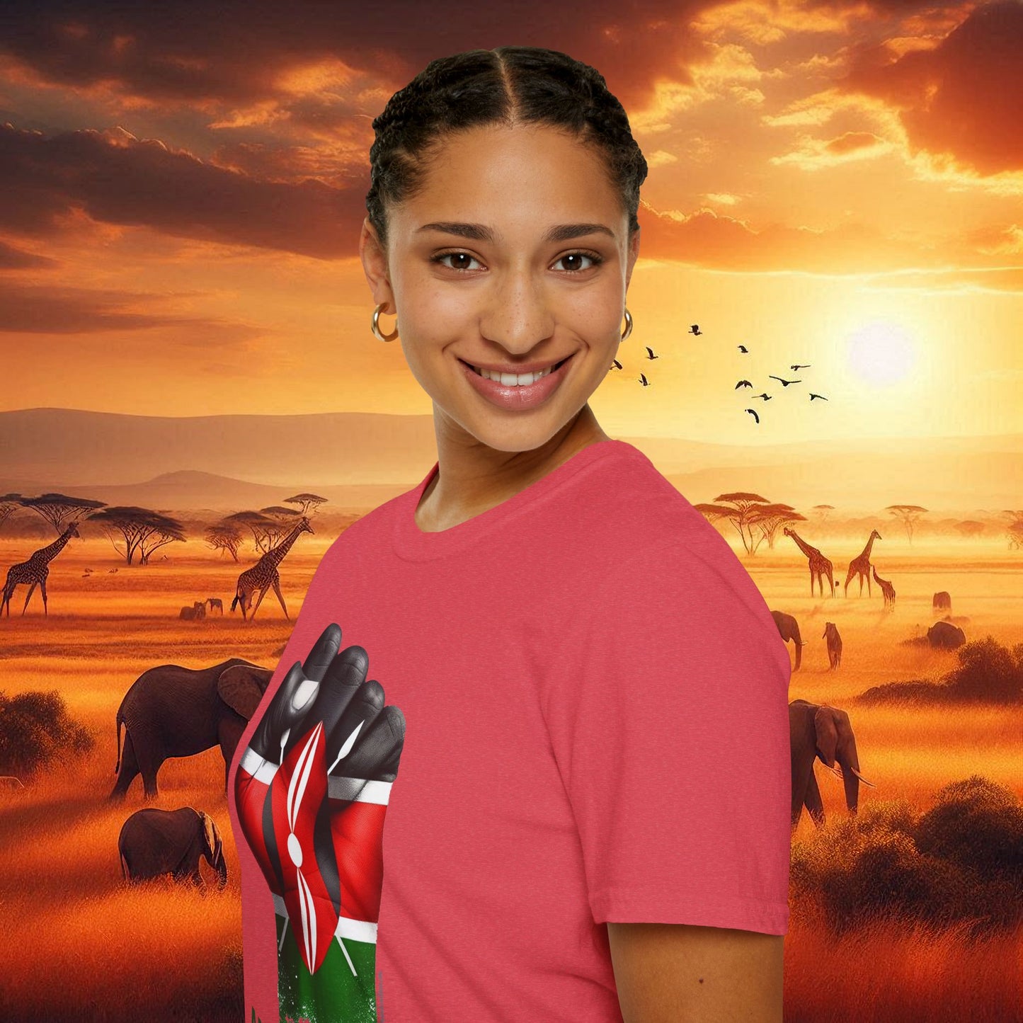 Kenyan Aluta Continua Unisex T-Shirt with Black Fist and Kenyan Flag