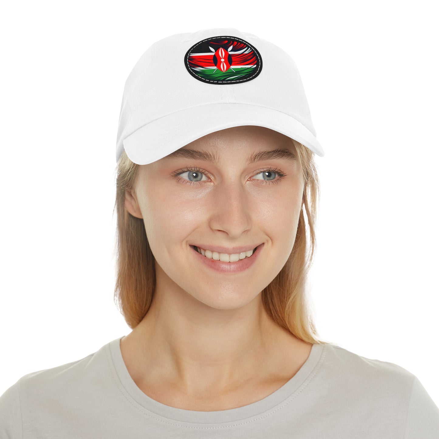 Kenyan Dad Hat with Leather Patch (Round)