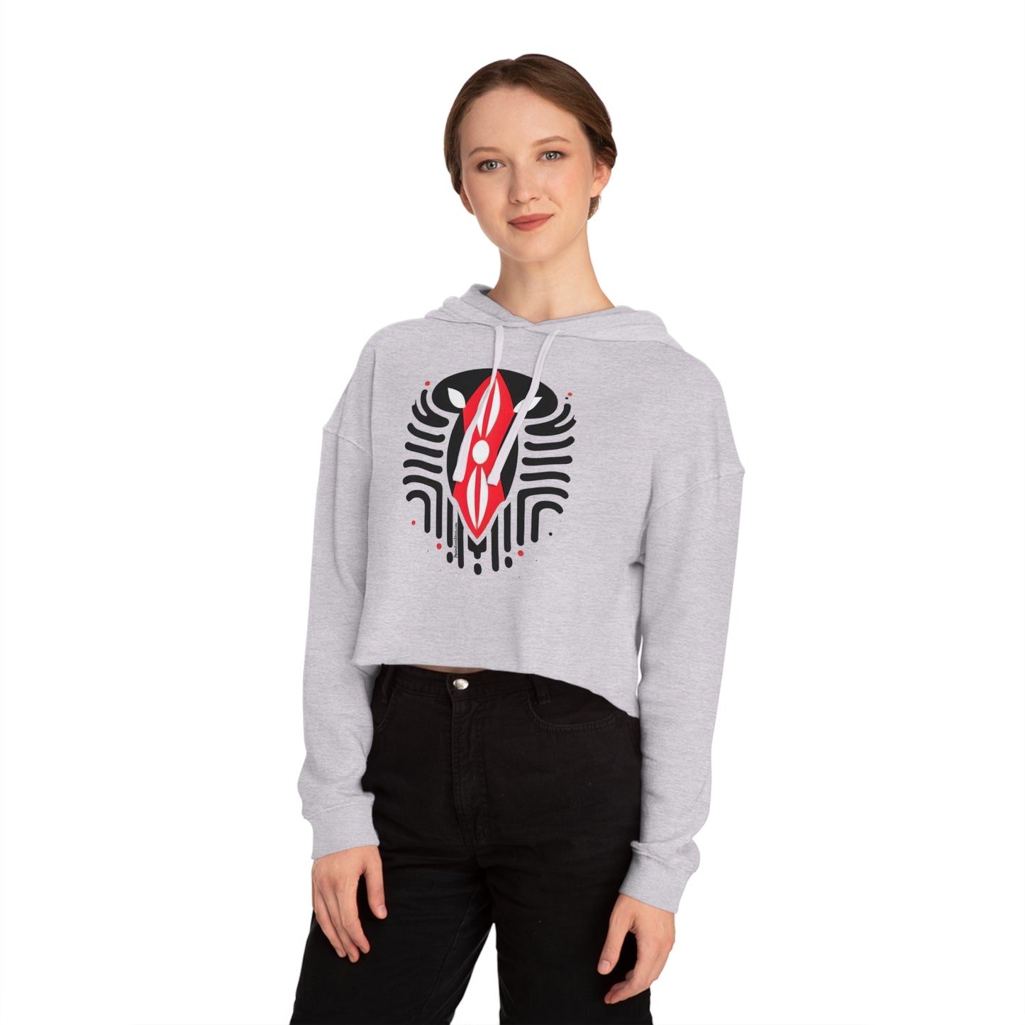 Kenyan Abstract Shield Women’s Cropped Hooded Sweatshirt