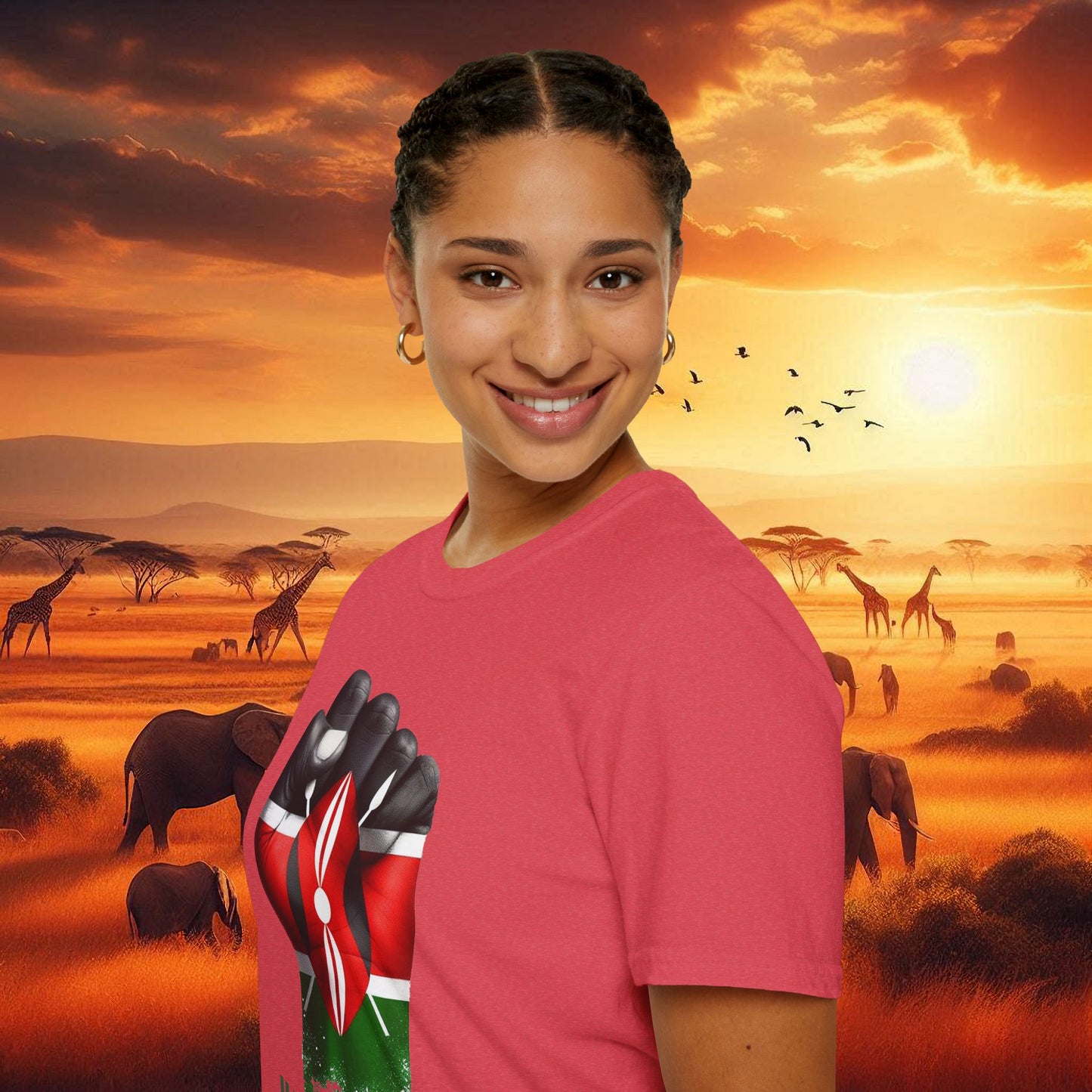 Kenyan Harambee Unisex T-Shirt with Black Fist and Kenyan Flag