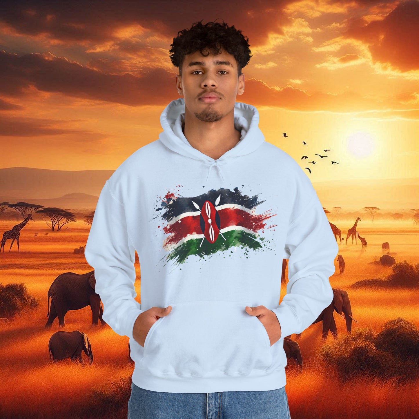 Painted Kenyan Flag Hoodie