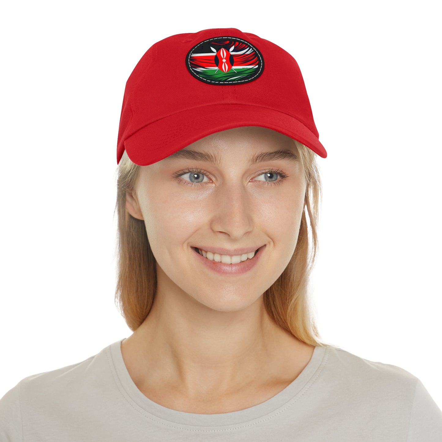 Kenyan Dad Hat with Leather Patch (Round)