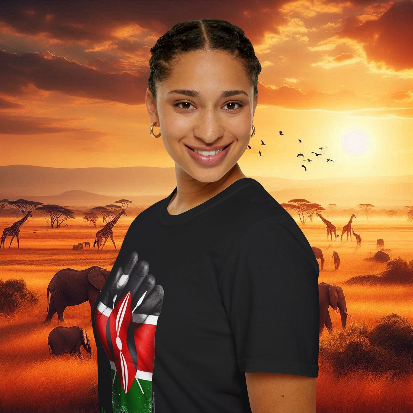 Kenyan Aluta Continua Unisex T-Shirt with Black Fist and Kenyan Flag