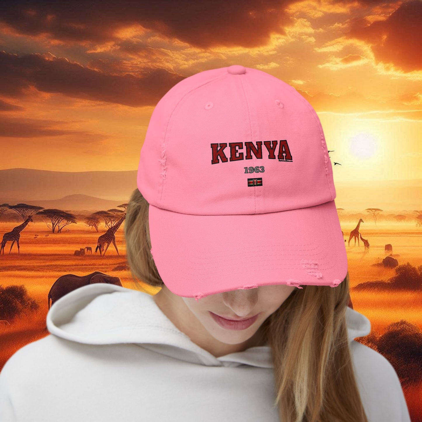 Kenya 1963 Unisex Distressed Cap