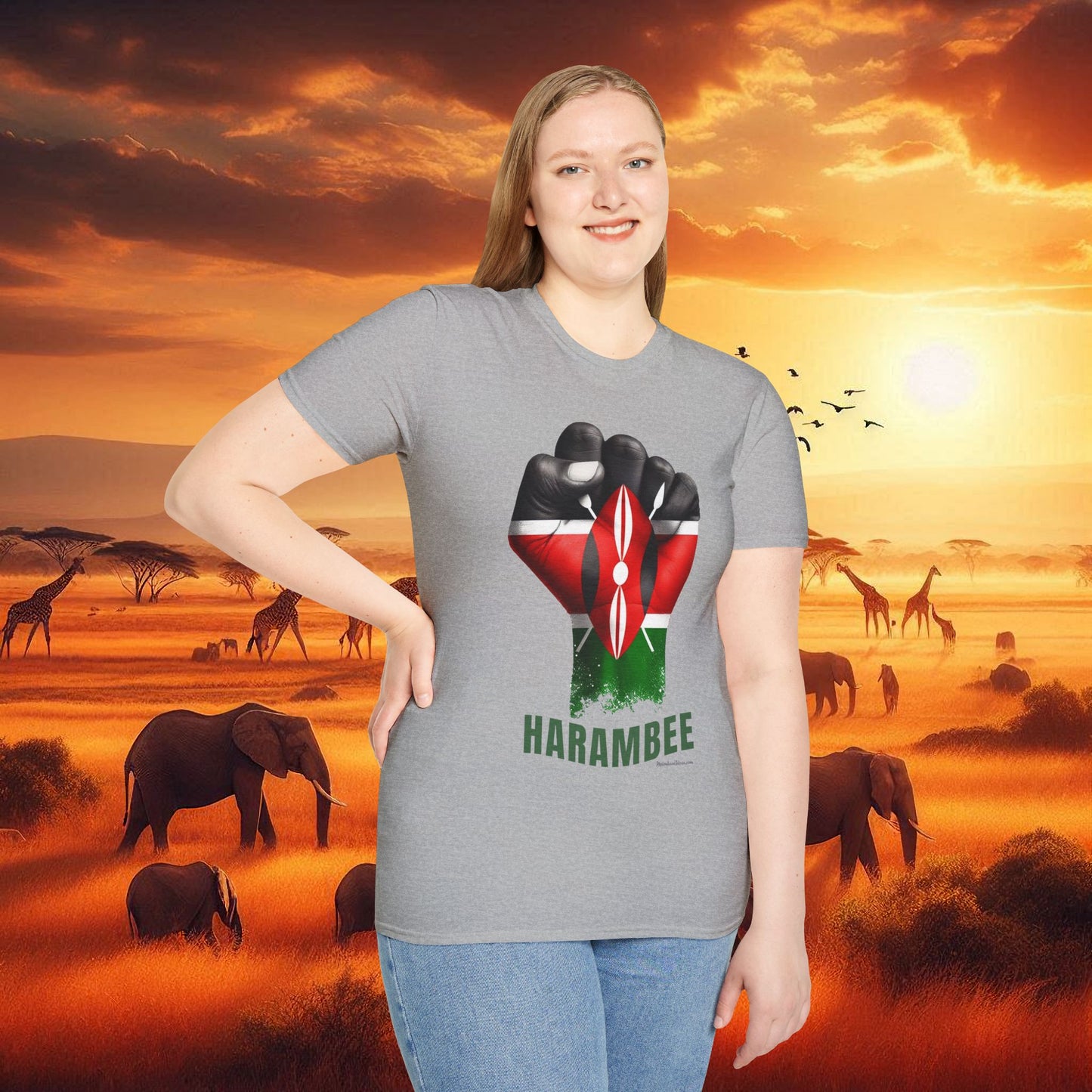 Kenyan Harambee Unisex T-Shirt with Black Fist and Kenyan Flag