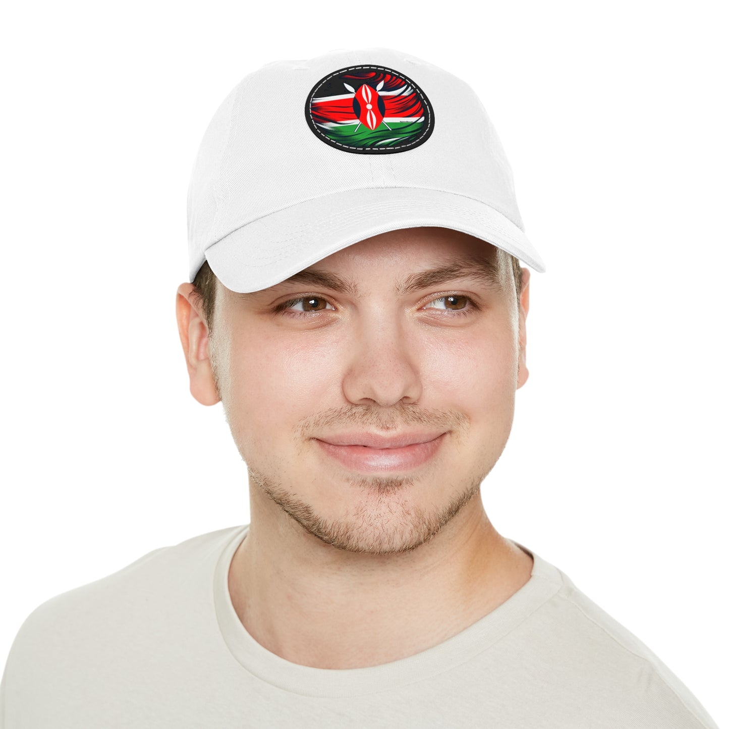 Kenyan Dad Hat with Leather Patch (Round)