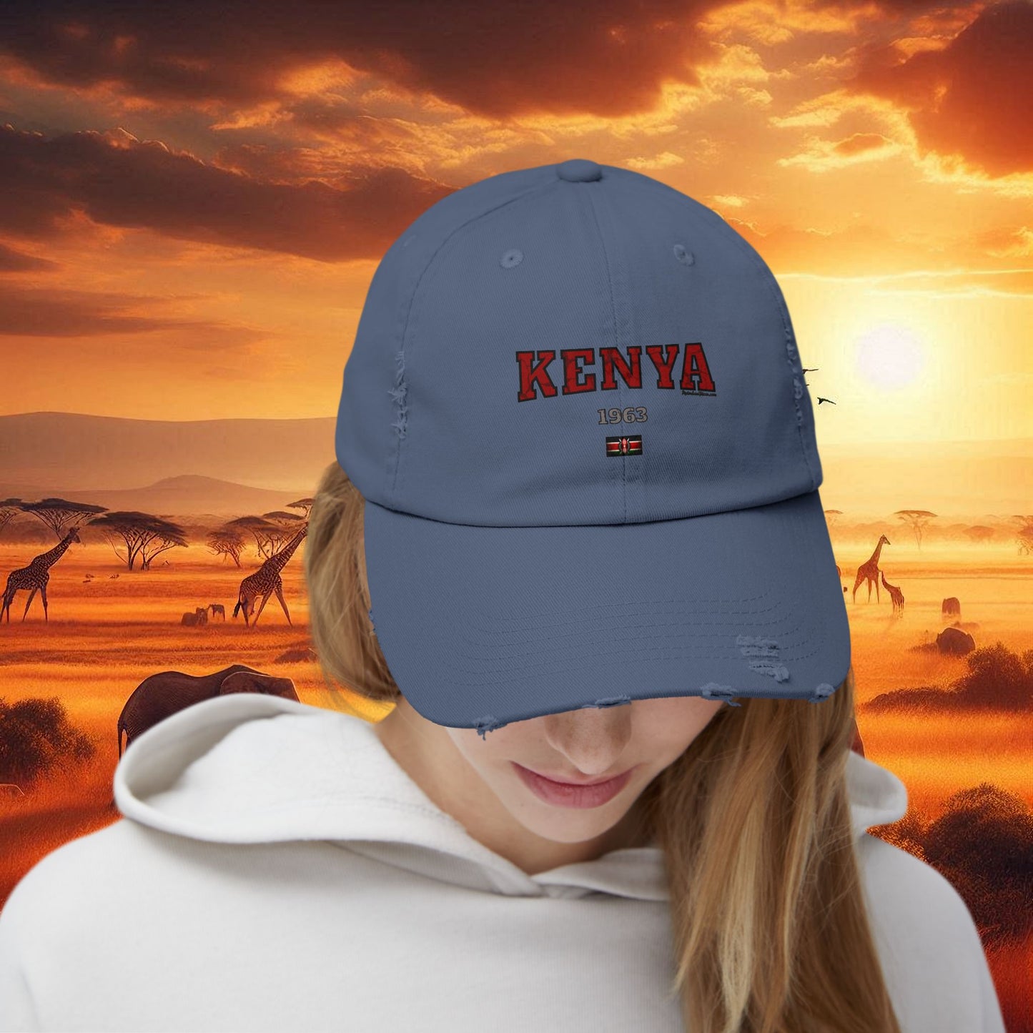 Kenya 1963 Unisex Distressed Cap