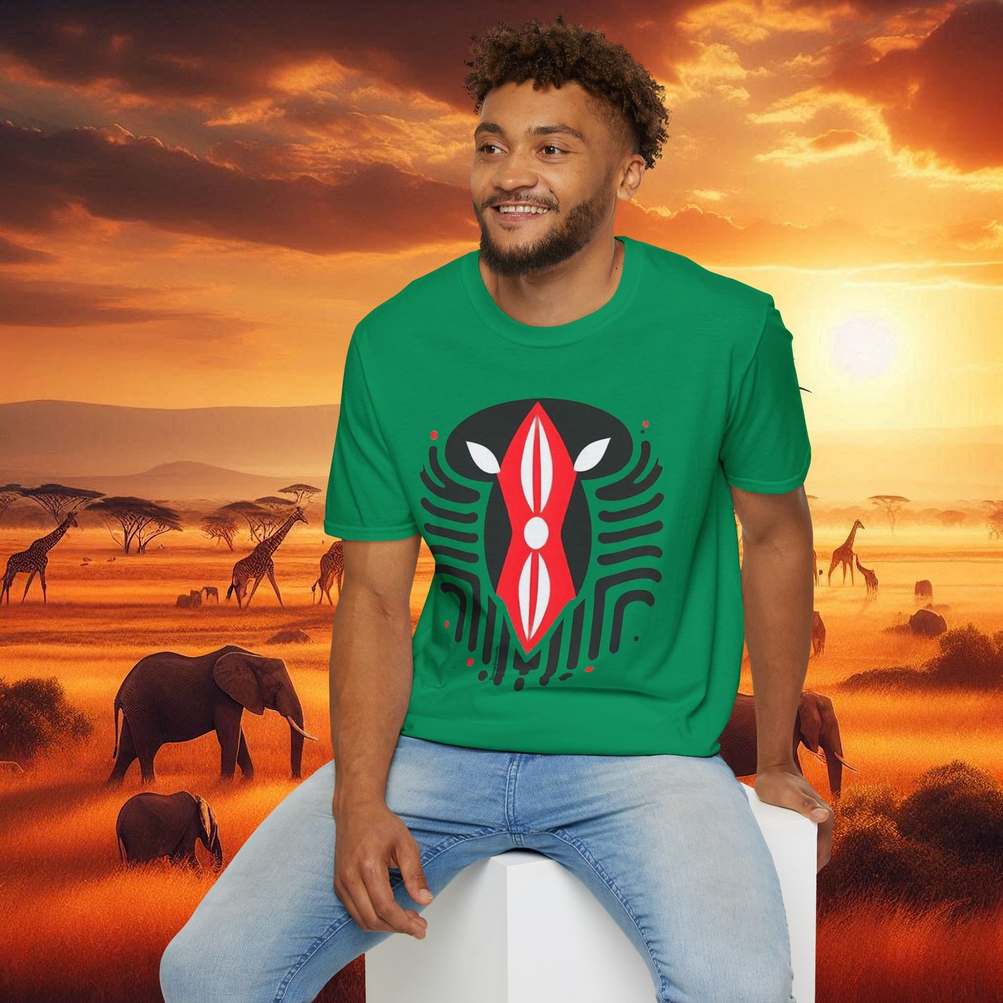 Kenyan Abstract Shield Unisex Softstyle T-Shirt