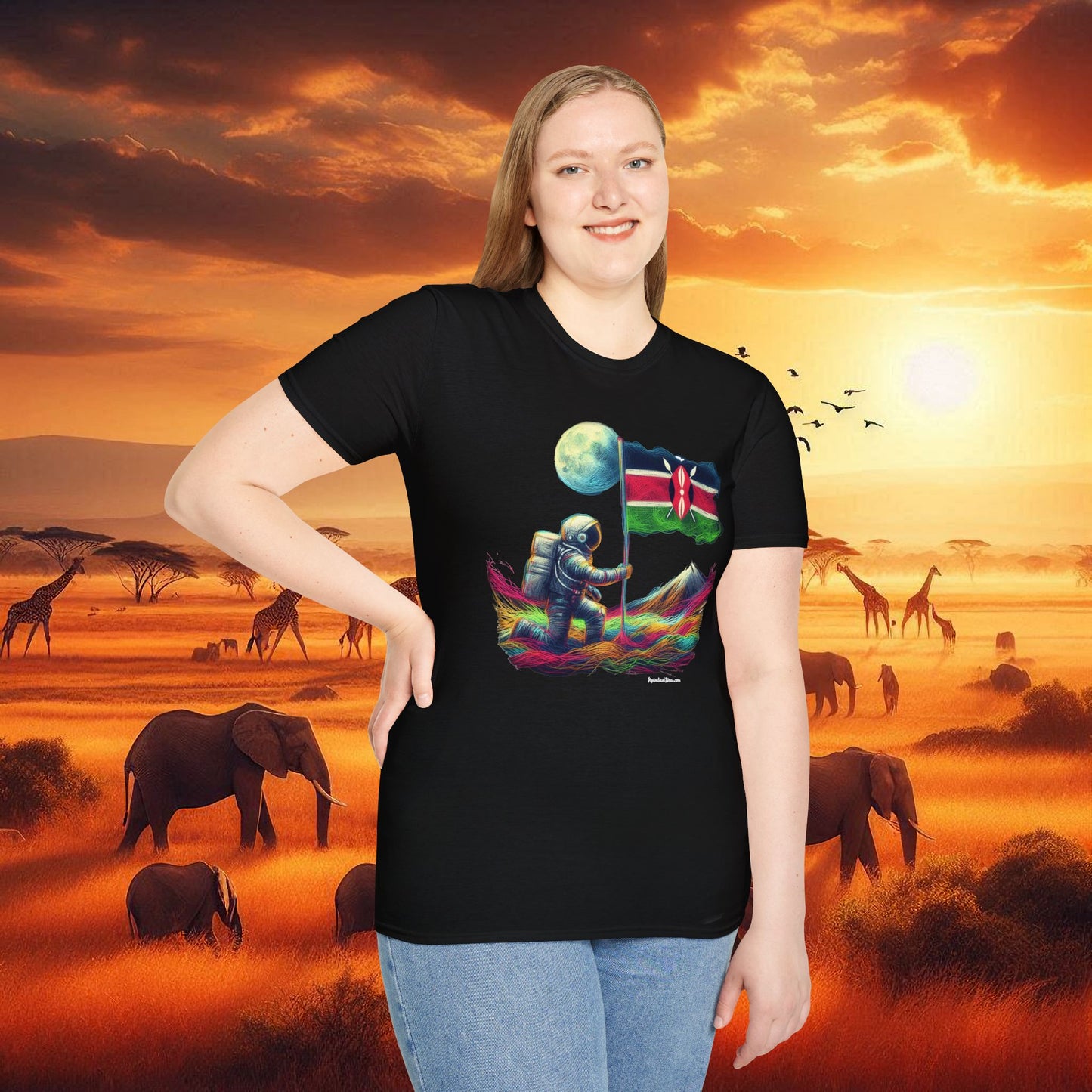 Graphic T-Shirt Space Age Kenya Imagine Kenya going to the moon