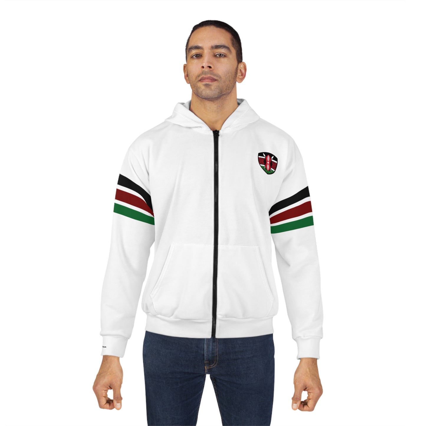 Kenyan Striped Sleeve Zip Hoodie