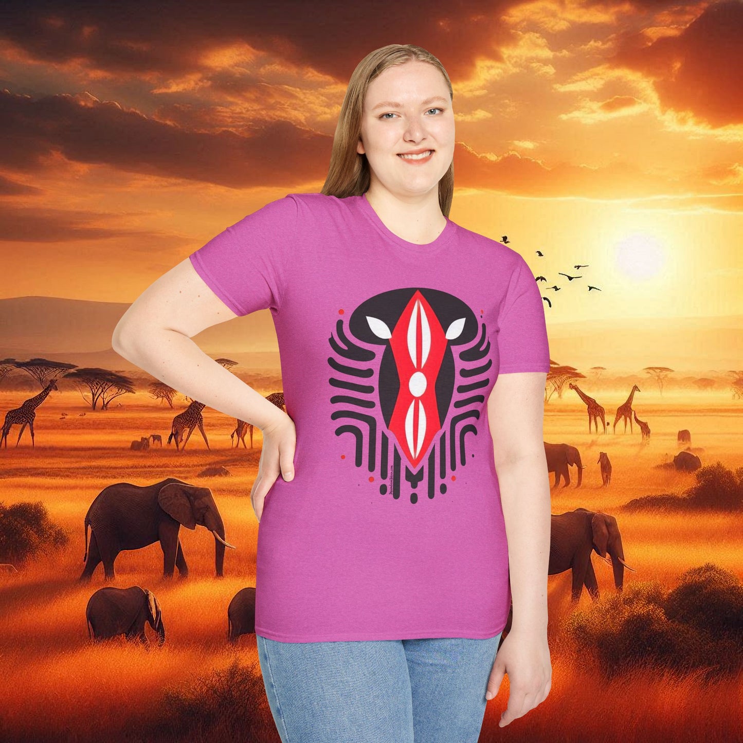Kenyan Abstract Shield Unisex Softstyle T-Shirt