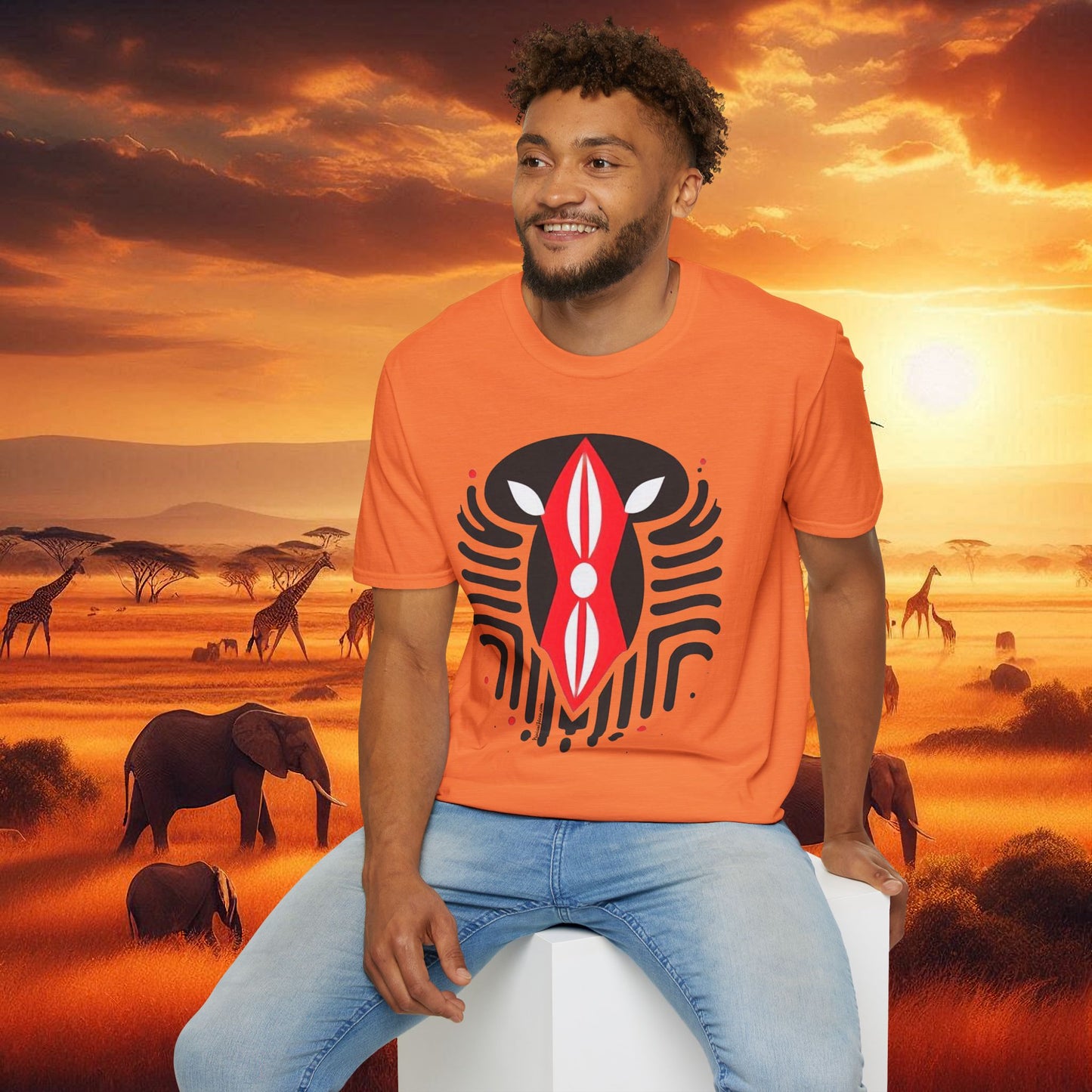 Kenyan Abstract Shield Unisex Softstyle T-Shirt