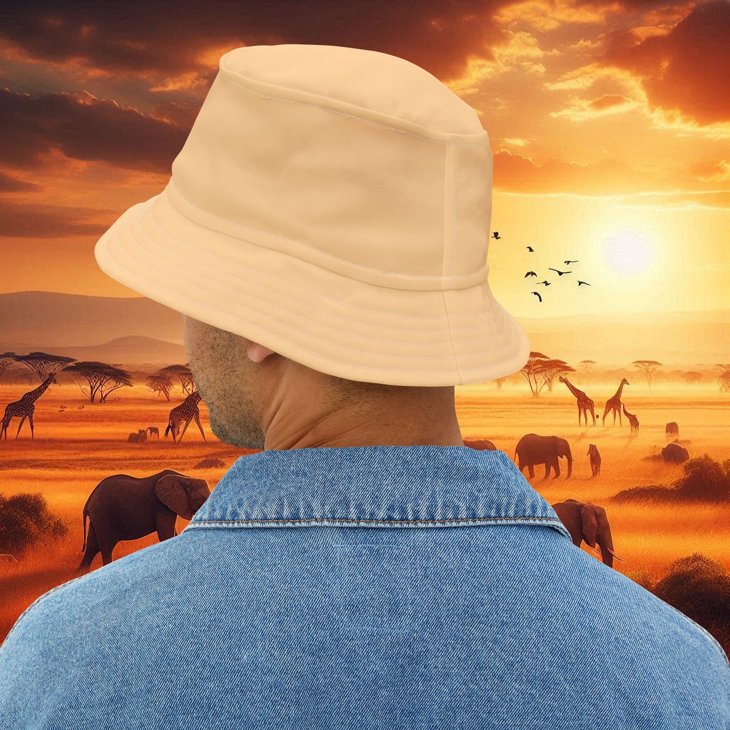 Bucket Hat - Khaki with Kenyan Shield Design