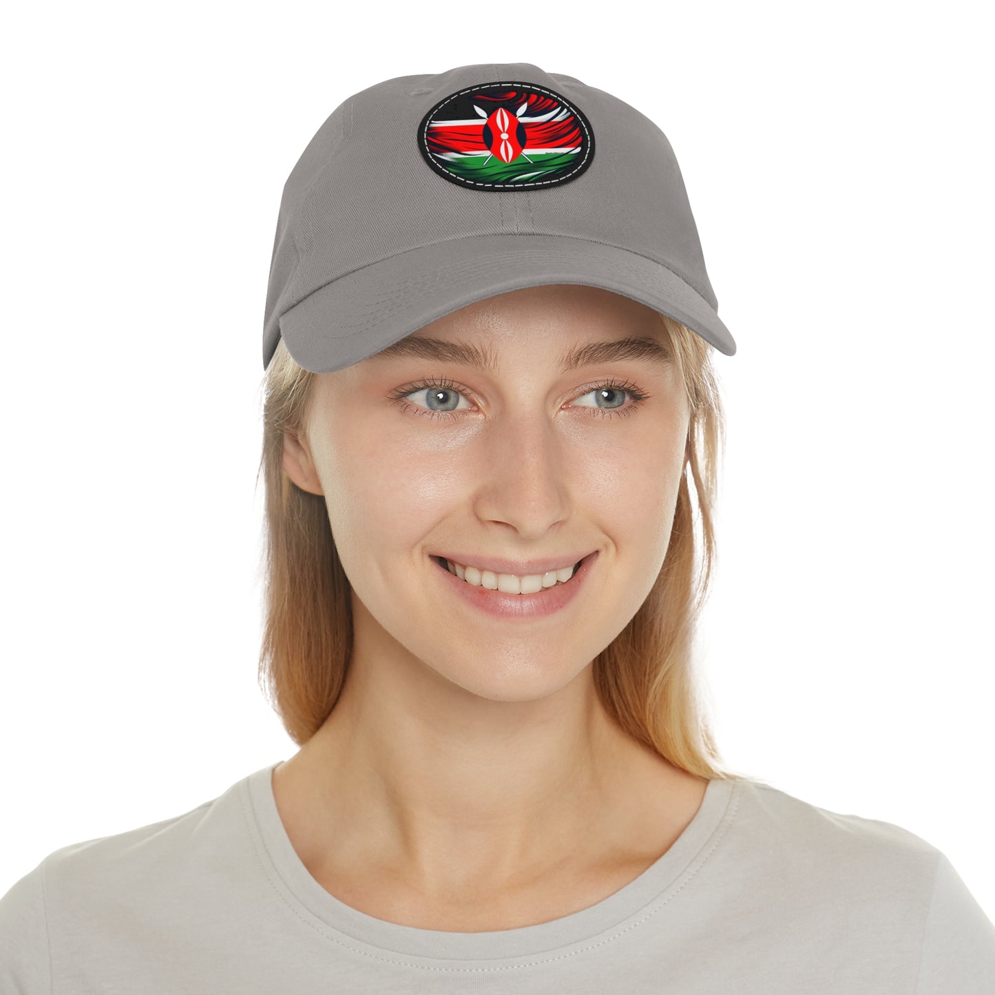 Kenyan Dad Hat with Leather Patch (Round)