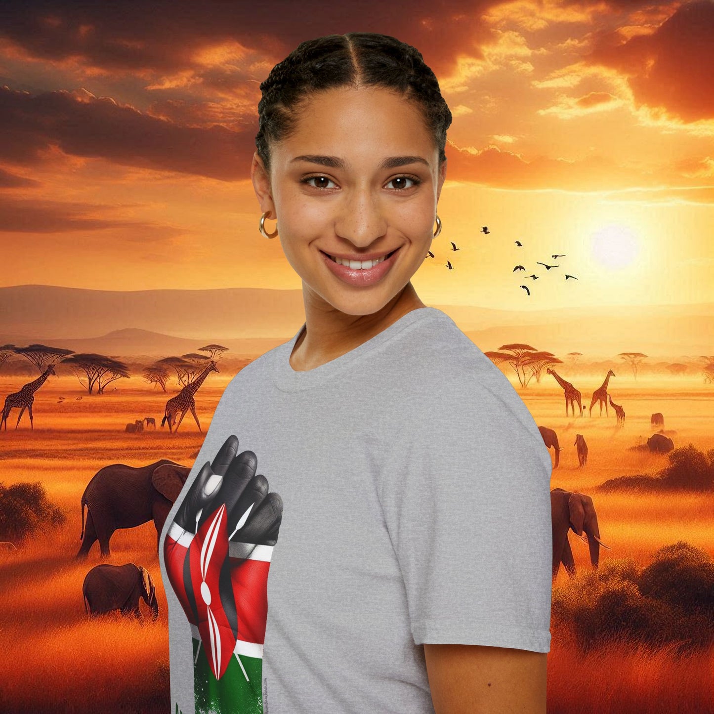 Kenyan Aluta Continua Unisex T-Shirt with Black Fist and Kenyan Flag
