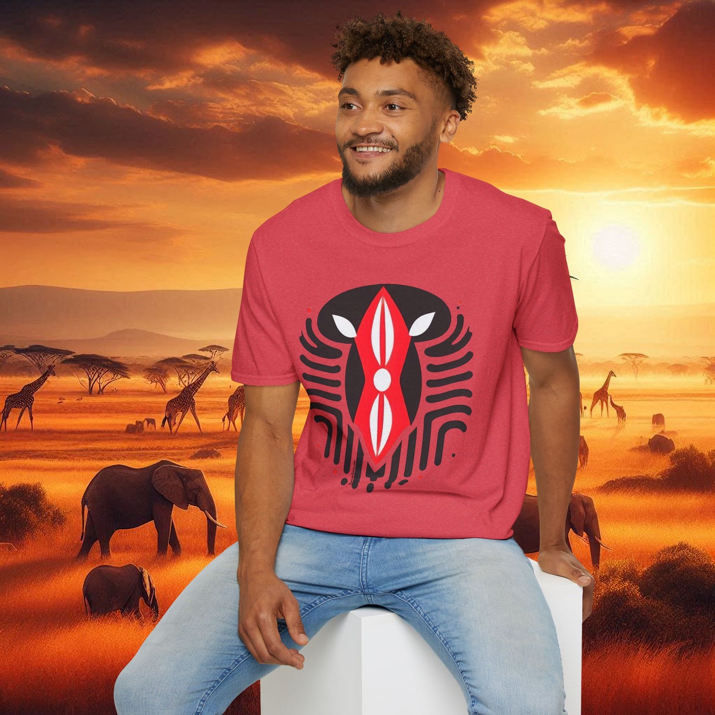 Kenyan Abstract Shield Unisex Softstyle T-Shirt