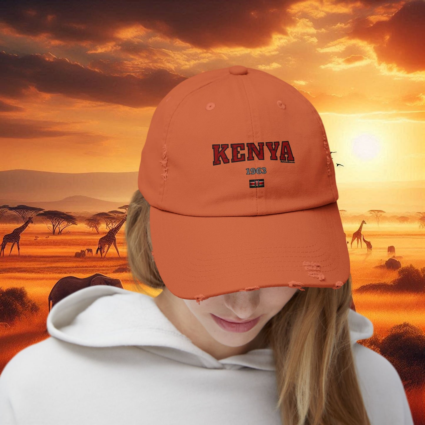 Kenya 1963 Unisex Distressed Cap