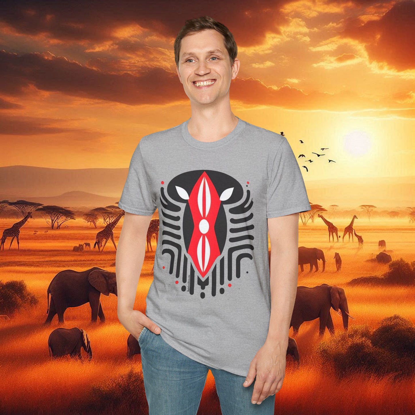 Kenyan Abstract Shield Unisex Softstyle T-Shirt