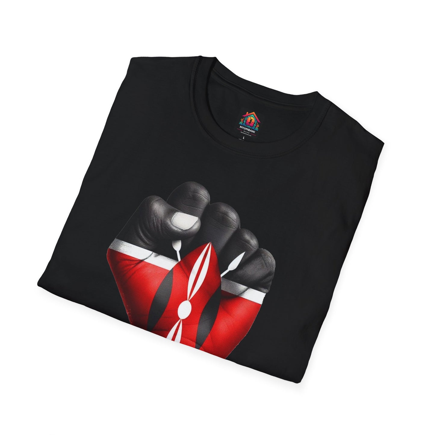 Kenyan Harambee Unisex T-Shirt with Black Fist and Kenyan Flag