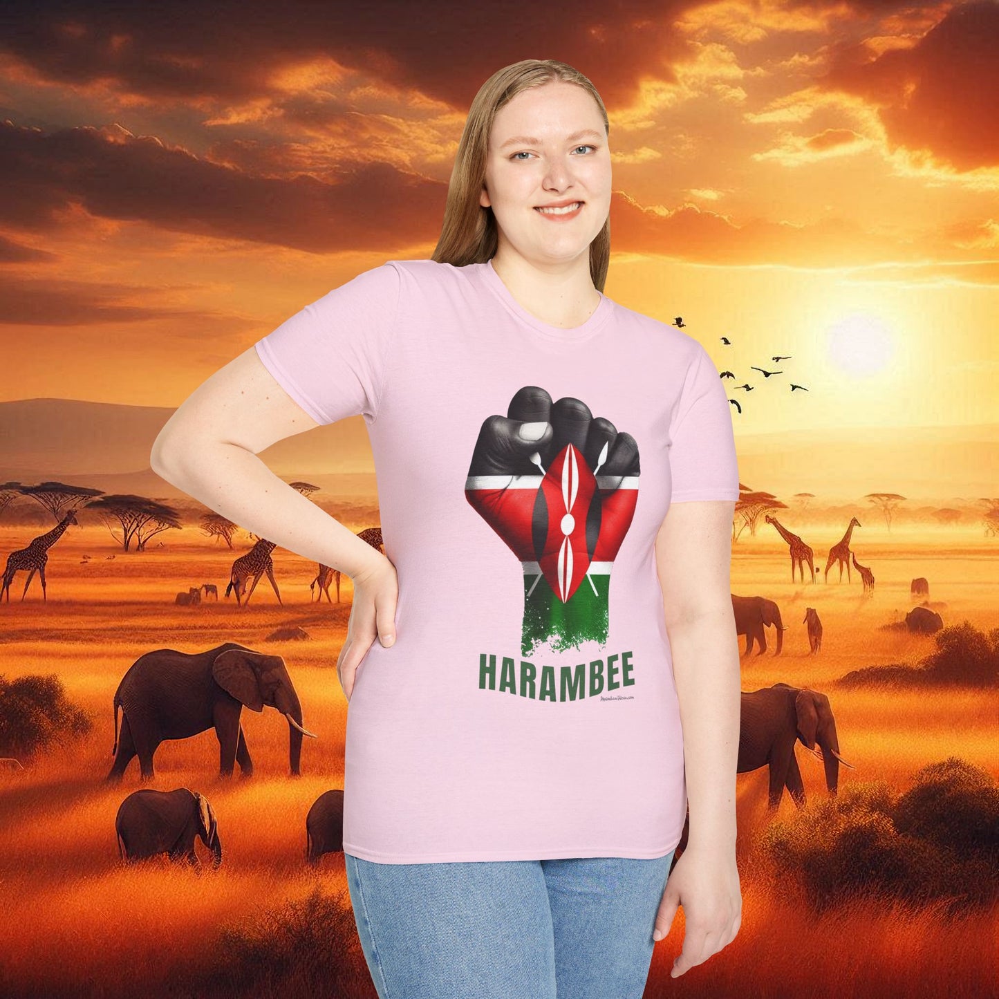 Kenyan Harambee Unisex T-Shirt with Black Fist and Kenyan Flag
