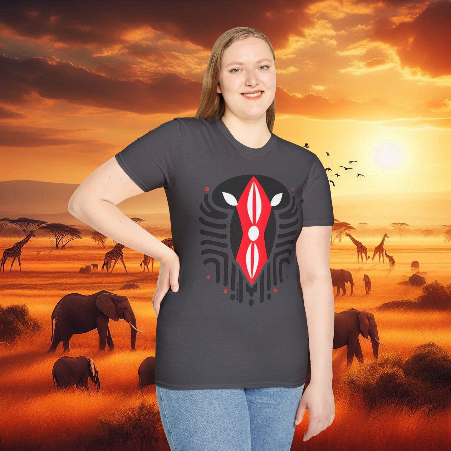 Kenyan Abstract Shield Unisex Softstyle T-Shirt