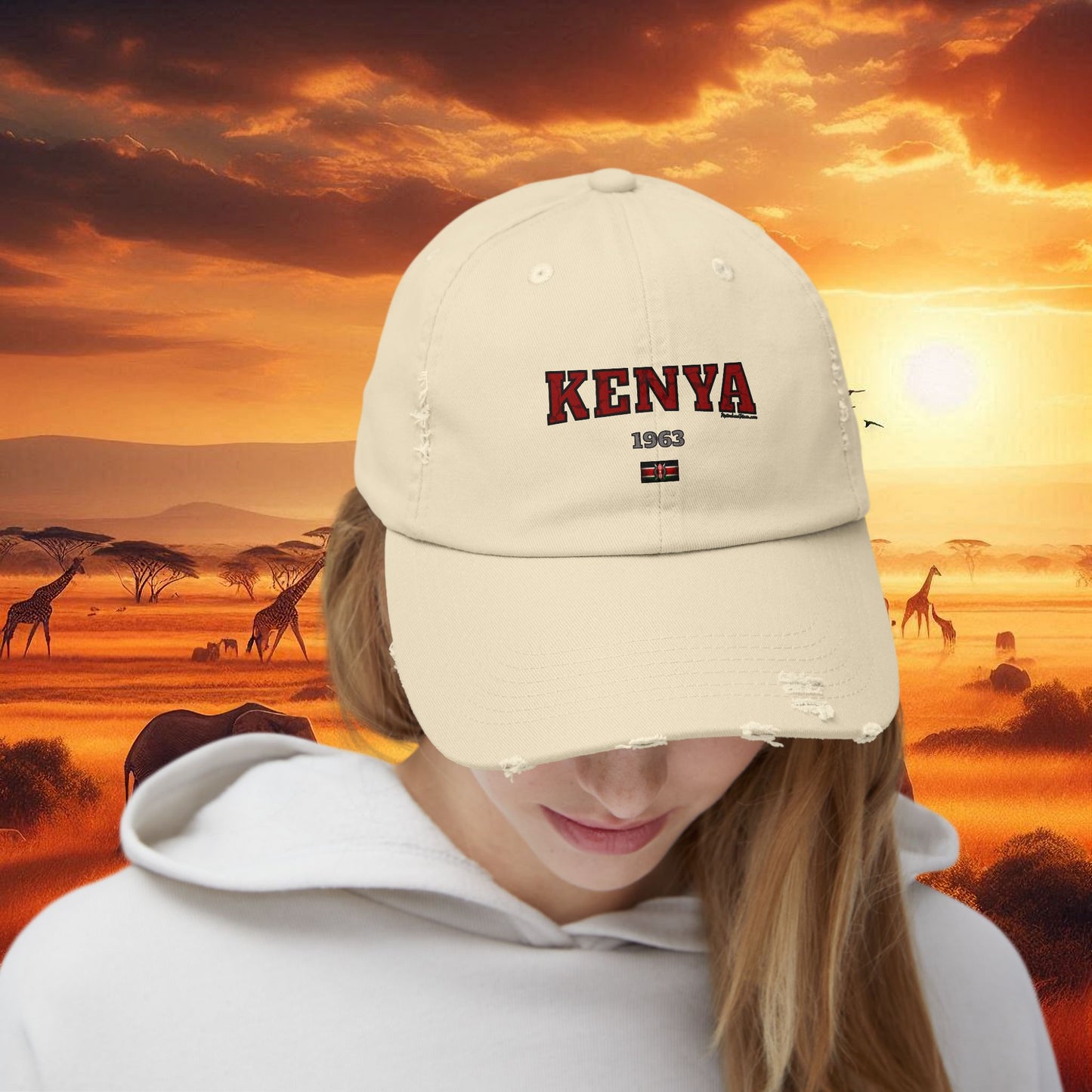 Kenya 1963 Unisex Distressed Cap