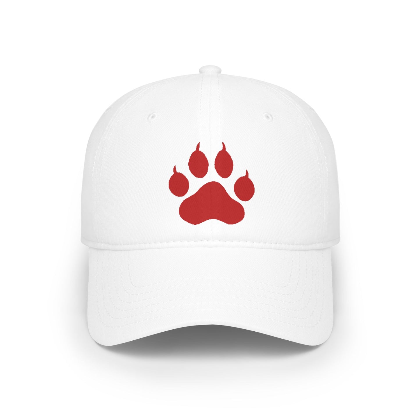 White with Red Paw Print Baseball Cap