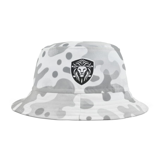 Grey Camo Bucket Hat — All-Over Print Casual Outdoor Sun Hat
