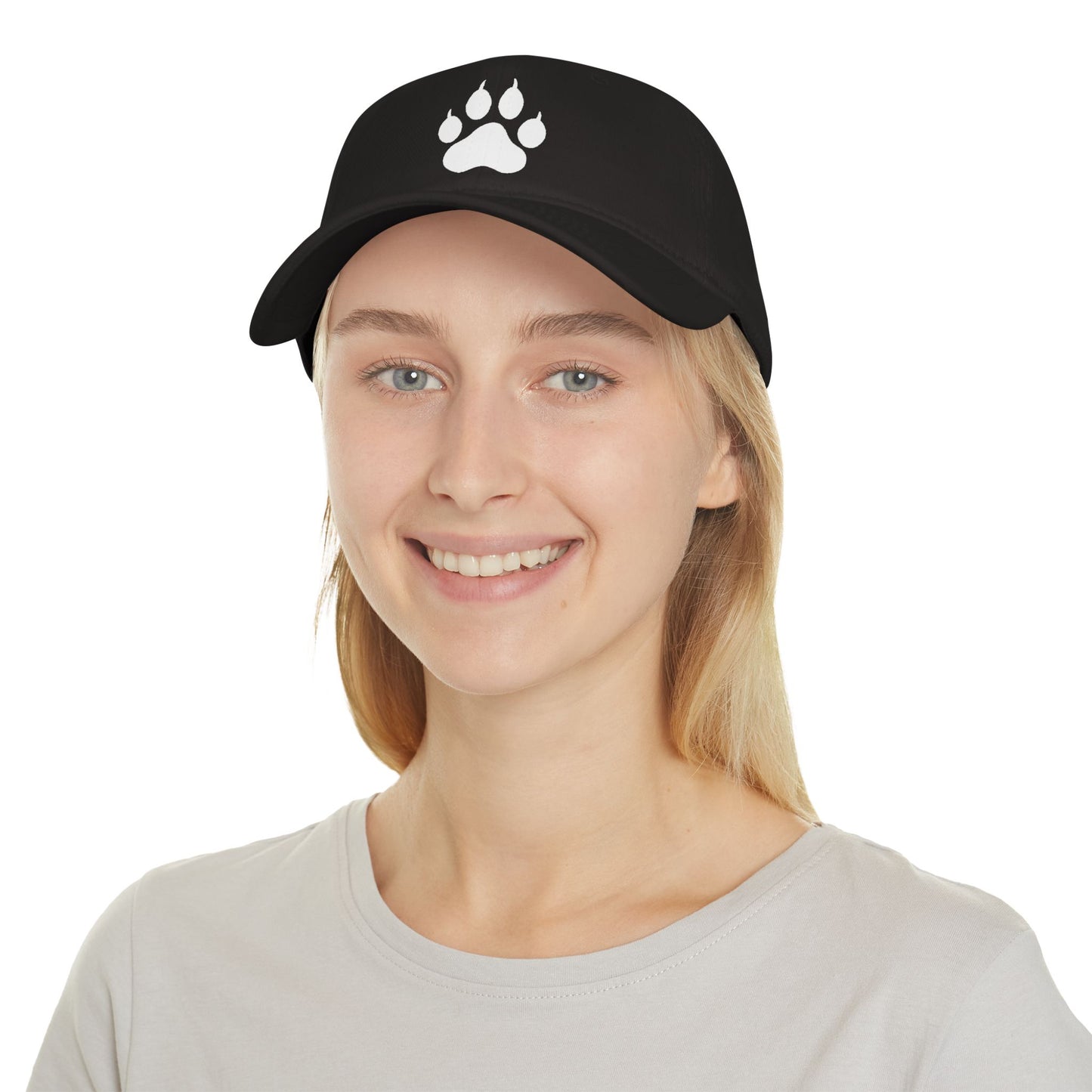 Black with White Lion Paw Print Baseball Cap