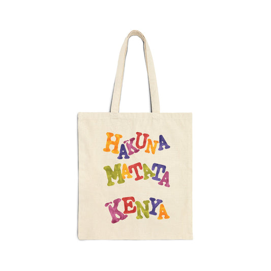 Tote Bag — 'Hakuna Matata Kenya' Colorful Cotton Canvas Beach & Market Tote