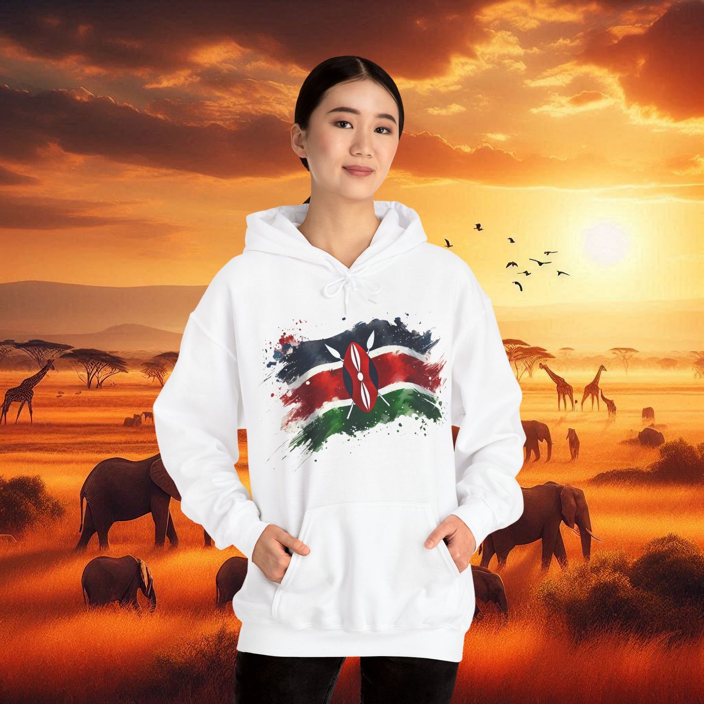 Painted Kenyan Flag Hoodie