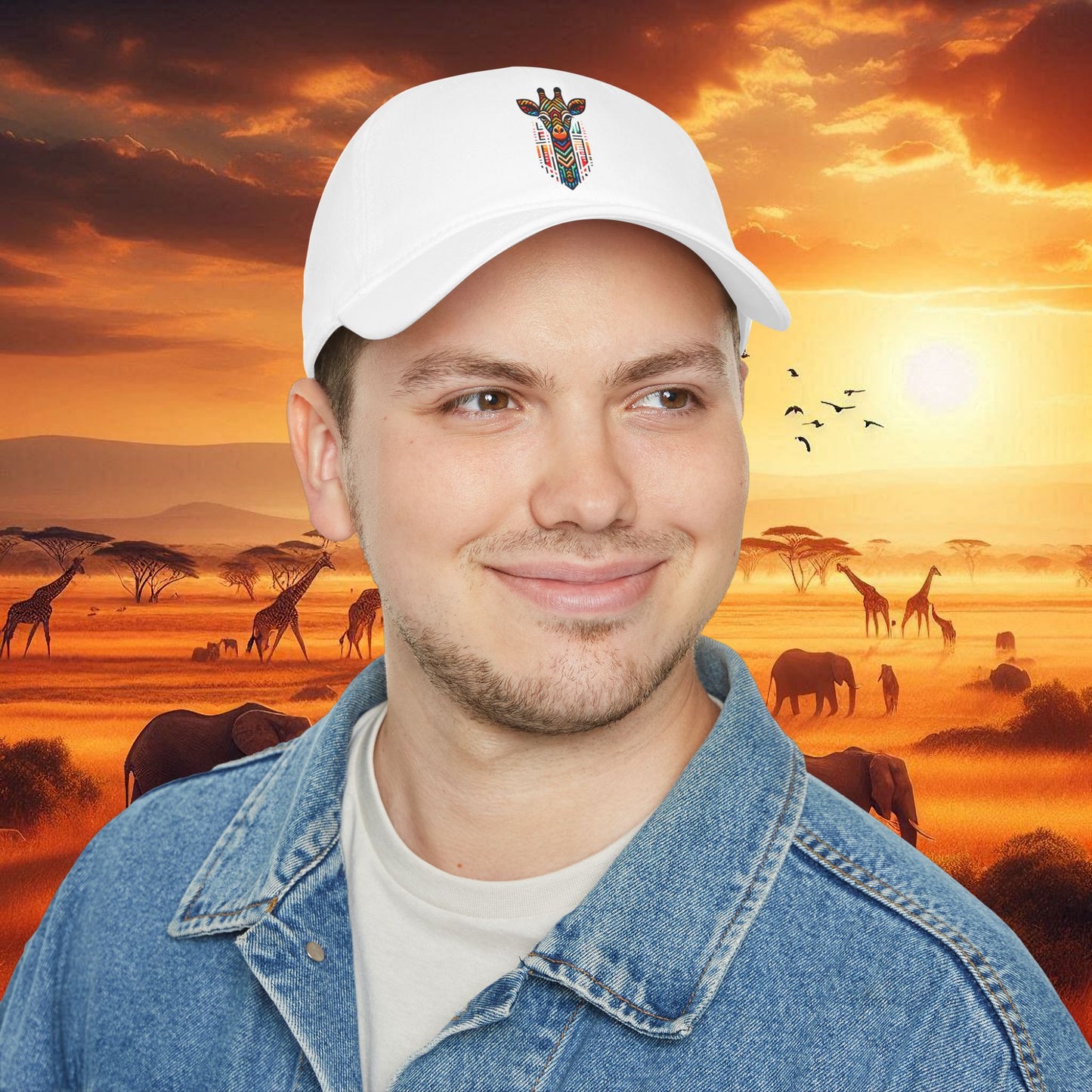 African Bead Design Giraffe Baseball Cap