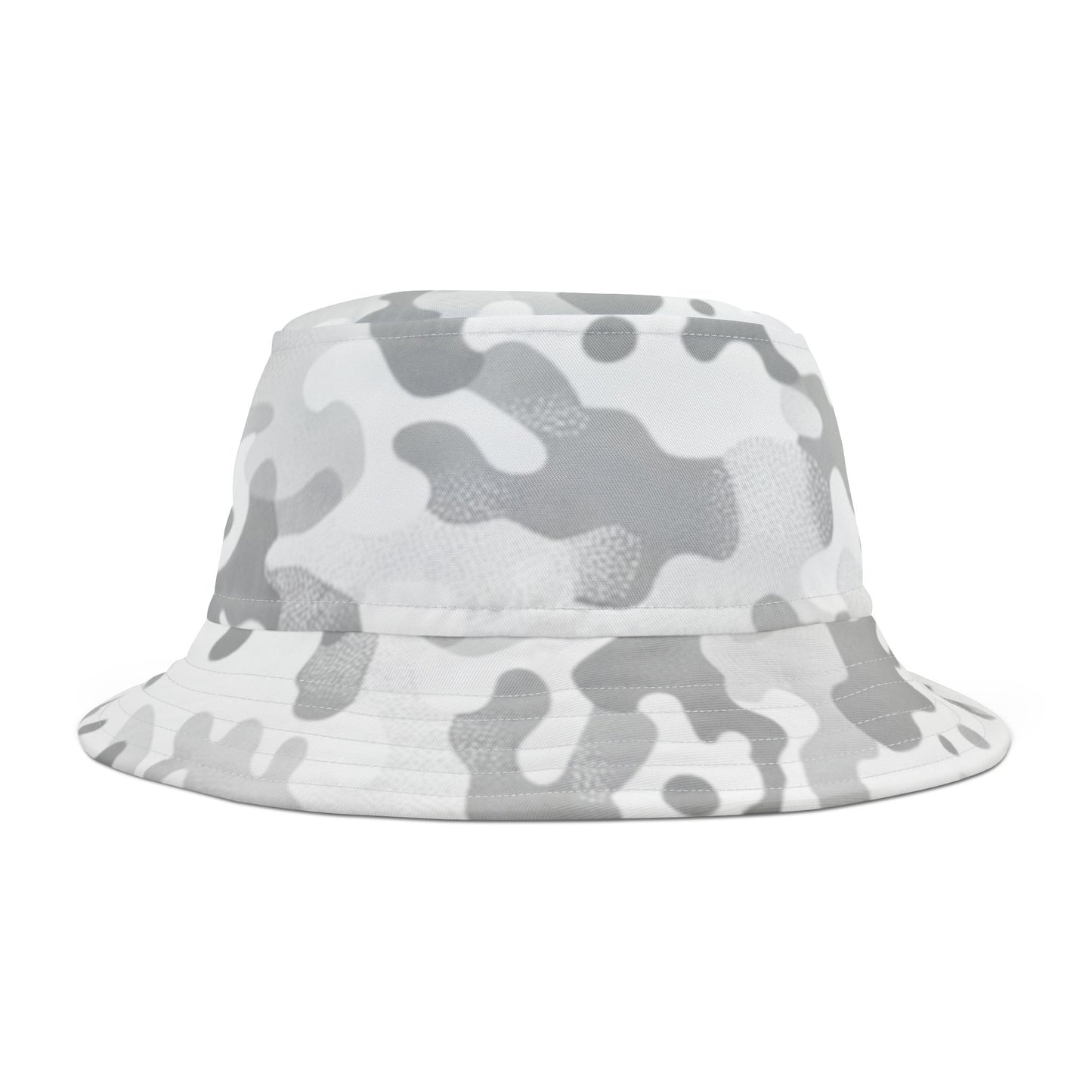 Grey Camo Bucket Hat — All-Over Print Casual Outdoor Sun Hat