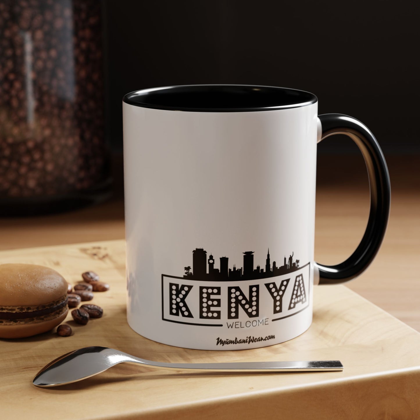 Black Kenyan Flag Map Coffee Mug | 11oz & 15oz