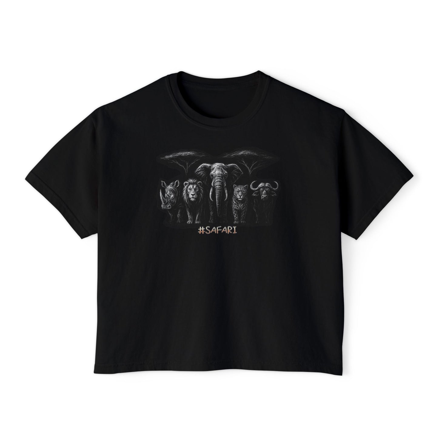 Safari Animal Lineup Boxy Tee — Women's Graphic T-Shirt