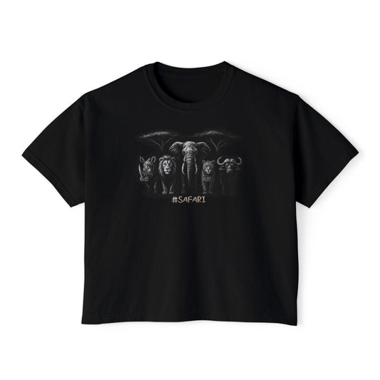 Safari Animal Lineup Boxy Tee — Women's Graphic T-Shirt