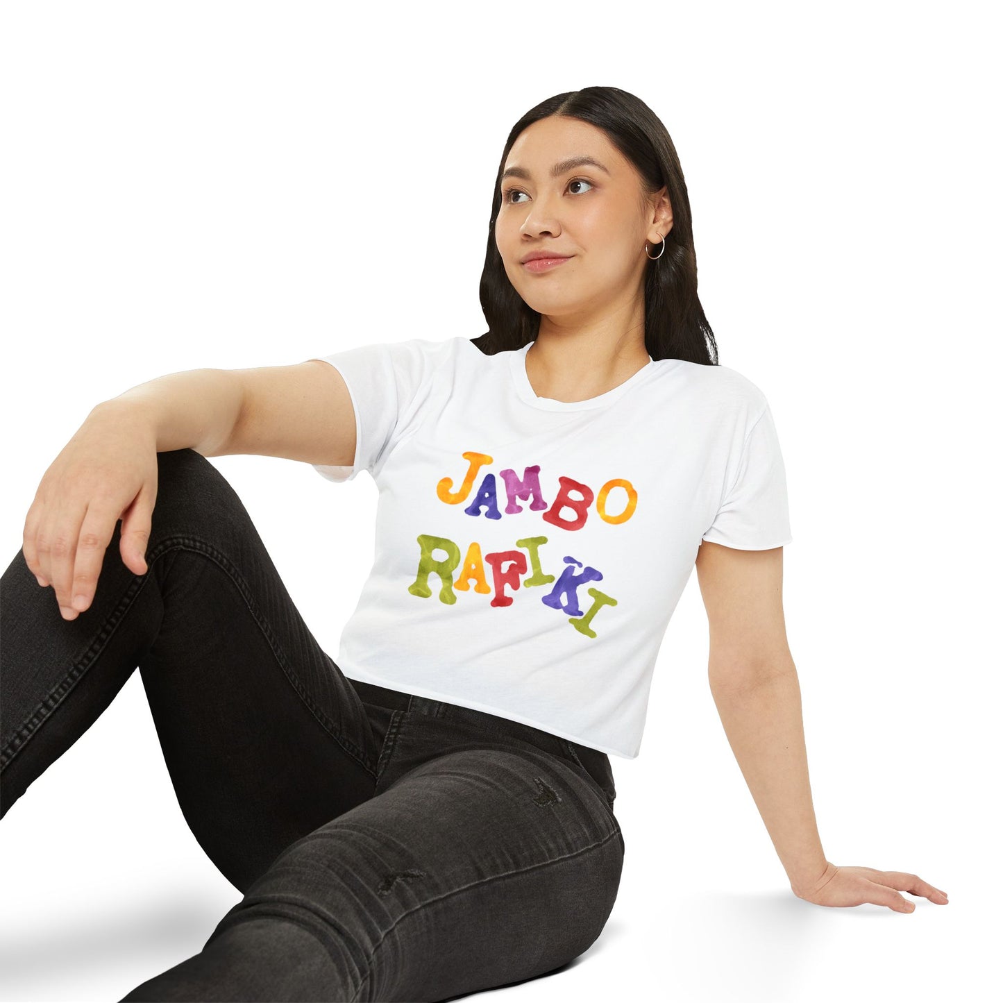 Women's Festival Crop Top - Jambo Rafiki Fun & Vibrant T-Shirt for Celebrations