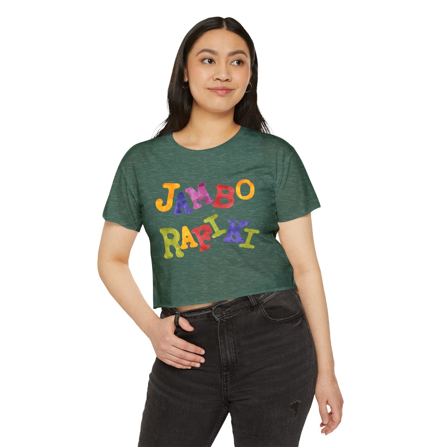 Women's Festival Crop Top - Jambo Rafiki Fun & Vibrant T-Shirt for Celebrations