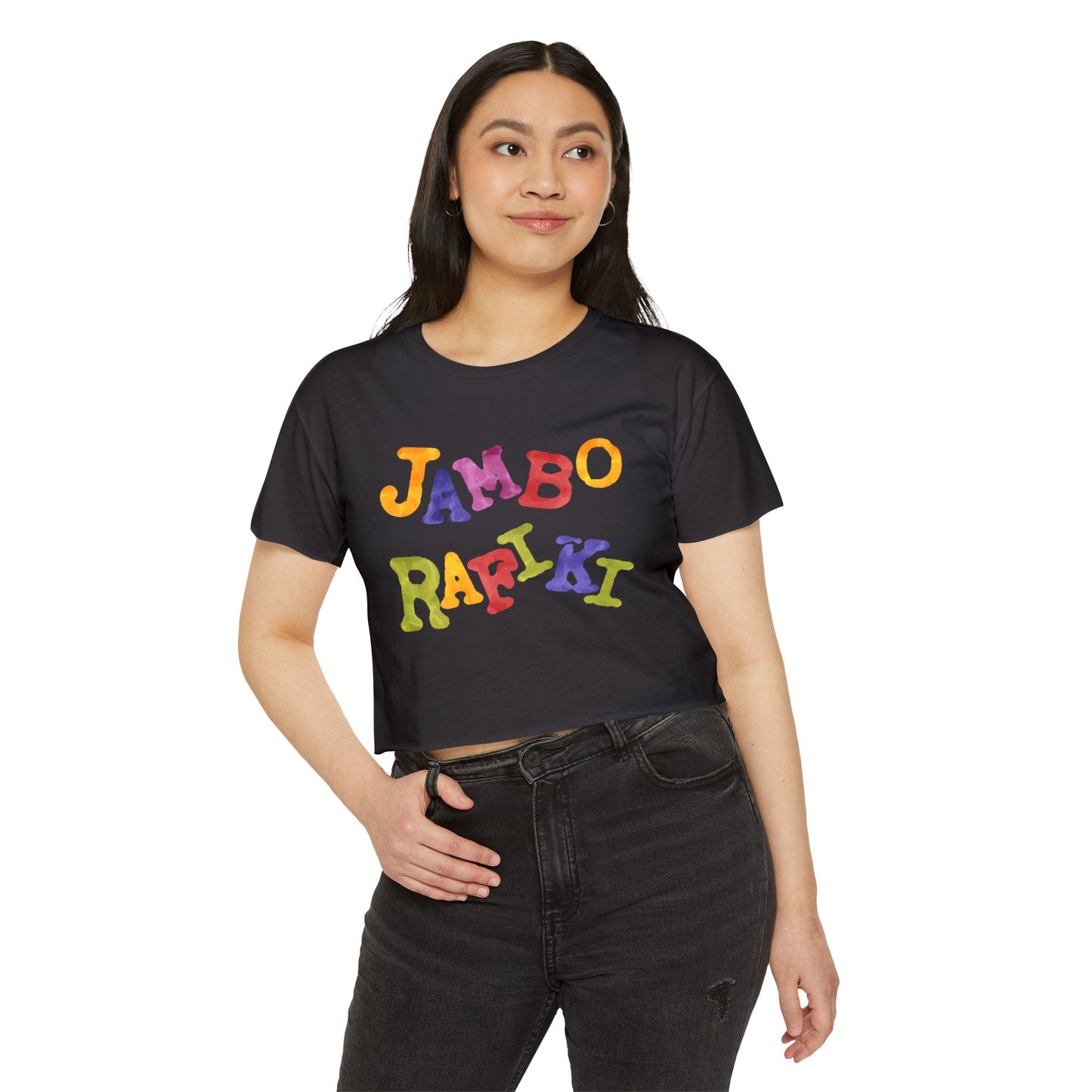 Women's Festival Crop Top - Jambo Rafiki Fun & Vibrant T-Shirt for Celebrations