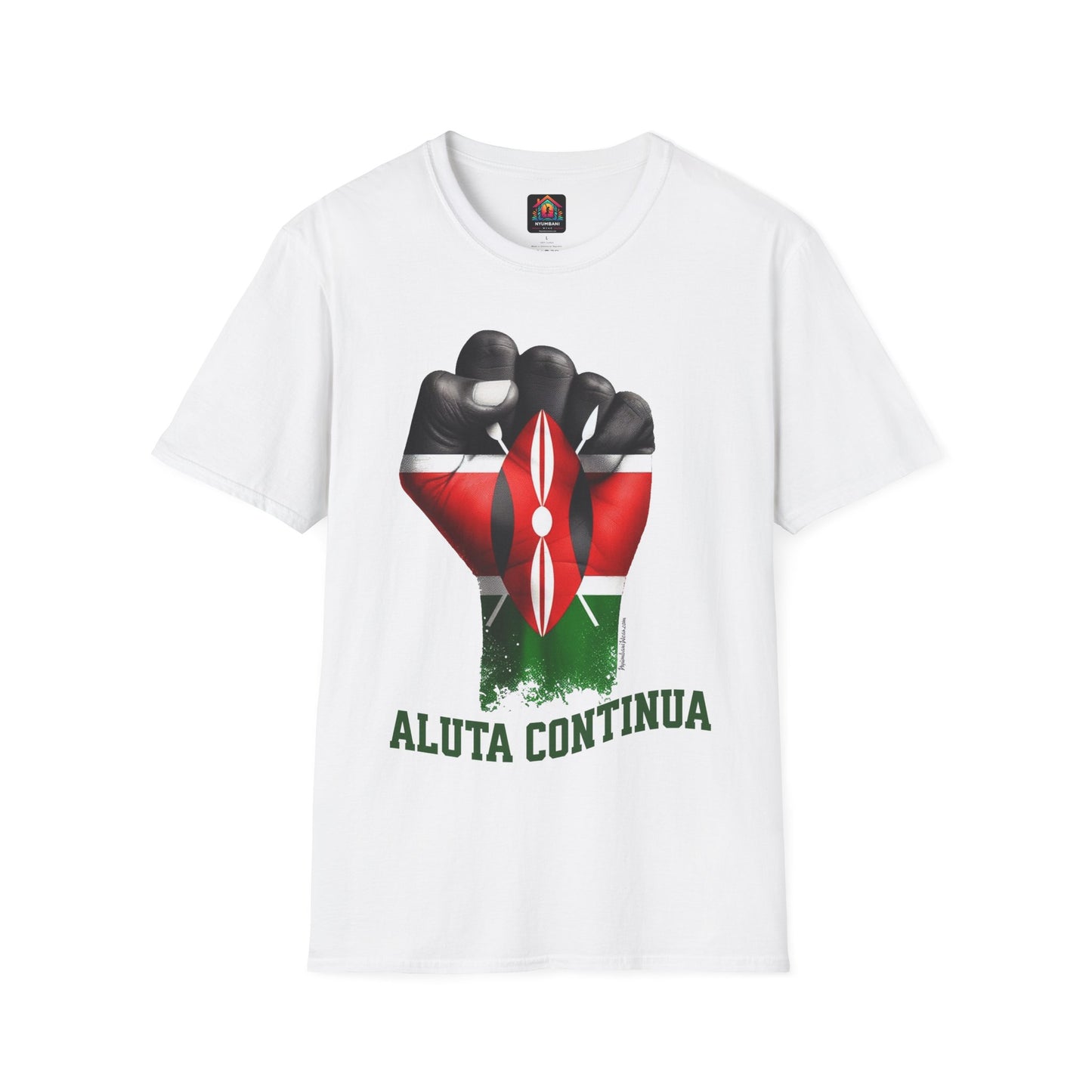 Kenyan Aluta Continua Unisex T-Shirt with Black Fist and Kenyan Flag