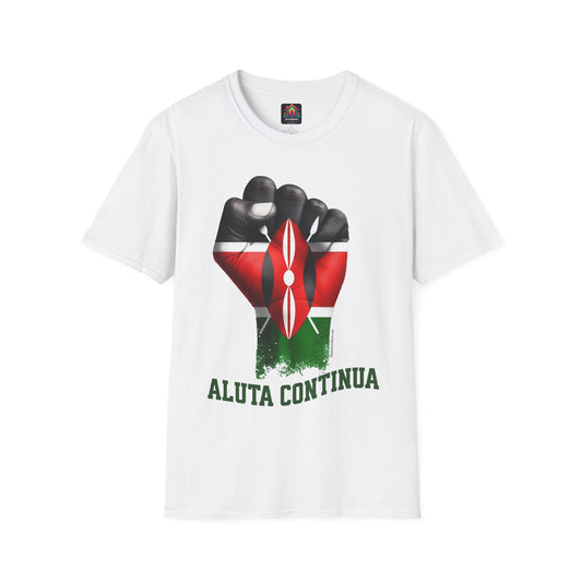 Kenyan Aluta Continua Unisex T-Shirt with Black Fist and Kenyan Flag