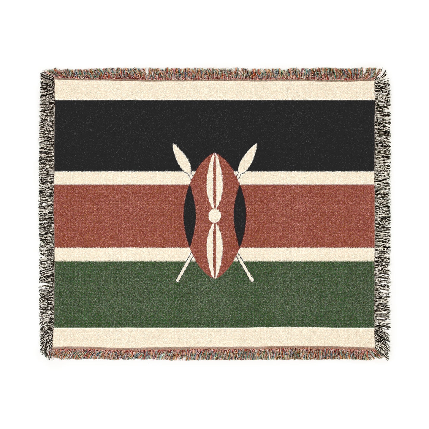 African Shield Woven Blanket — Tribal Pattern Throw for Living Room, Camping & Cultural Gifts