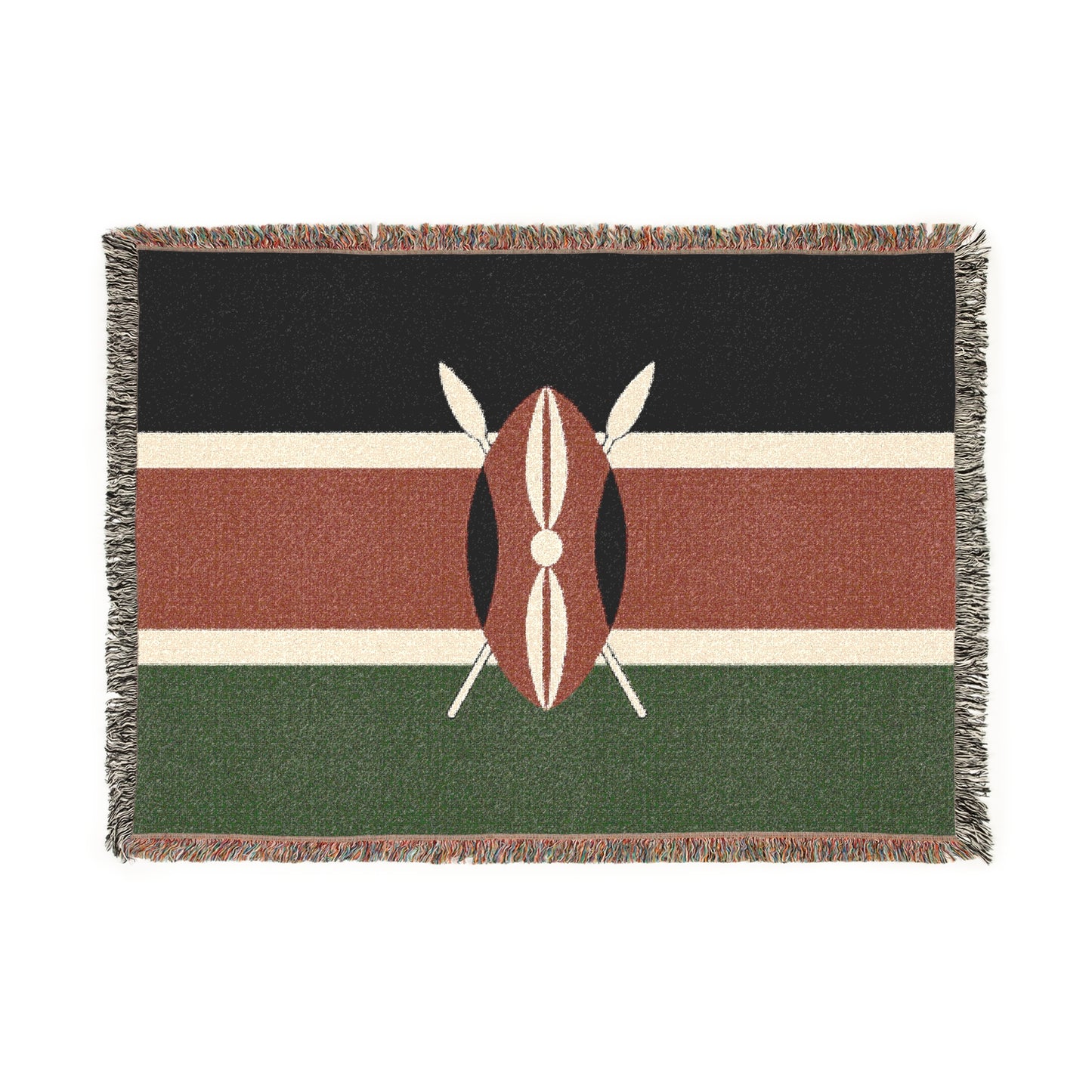 African Shield Woven Blanket — Tribal Pattern Throw for Living Room, Camping & Cultural Gifts