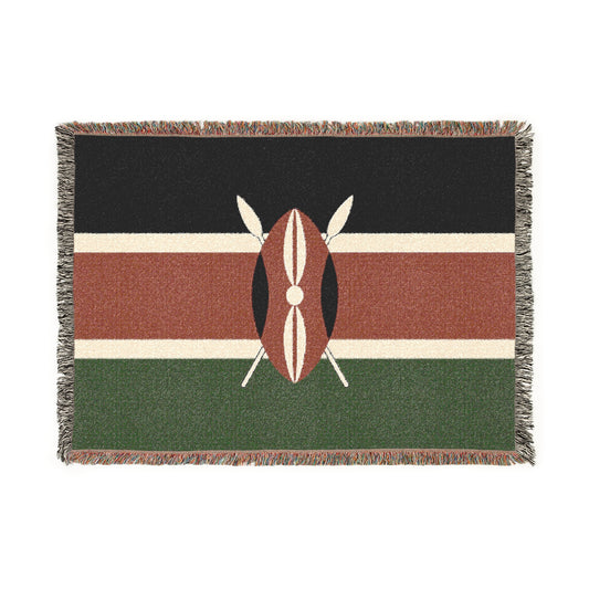 African Shield Woven Blanket — Tribal Pattern Throw for Living Room, Camping & Cultural Gifts